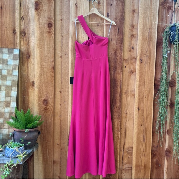 Hot Pink Magenta Asymmetrical Sweetheart Mermaid Maxi Dress 🌿 - Picture 6 of 10